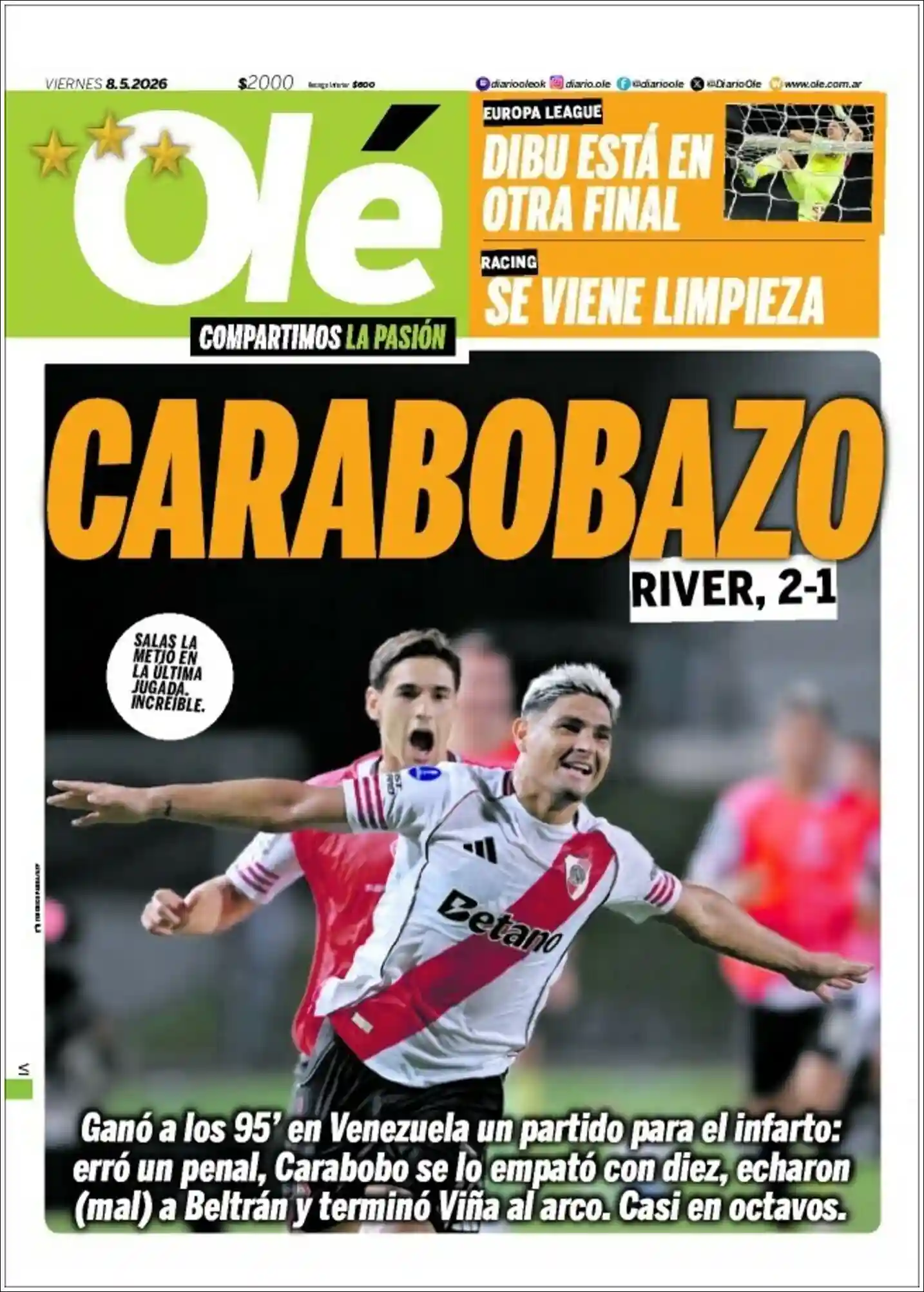 Estudios Max | RADIO GOL FM 106.7 MHZ - Tapa del diario Ole